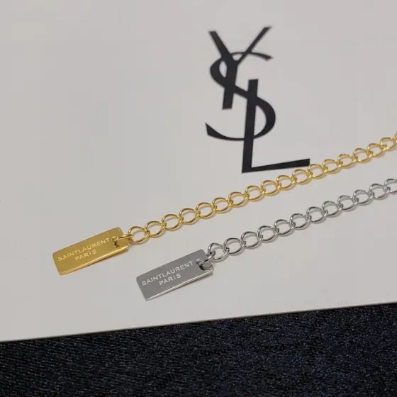 Saint Laurent Cassandre Logo Pendant necklace Gold-tone metal no gemstones 40cm