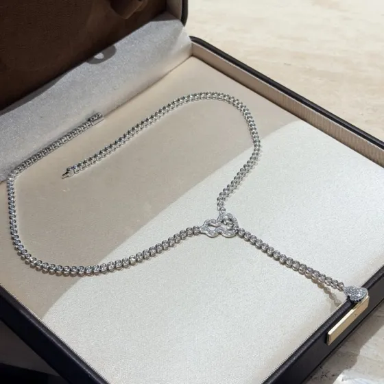 Qeelin Wulu Full Diamond Tassel Y Necklace necklace silver-toned metal with clear white diamonds 42cm with 5cm extender