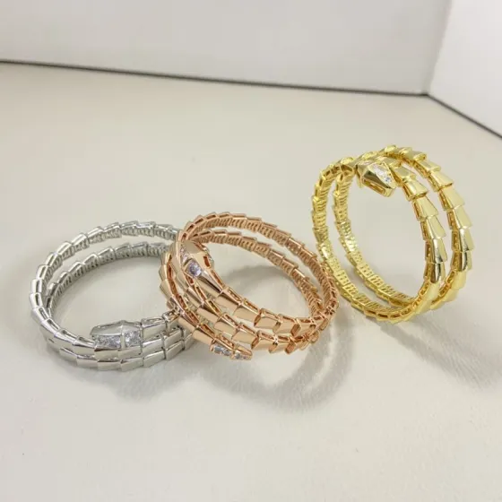 Bvlgari Serpenti Viper bracelet Silver-toned metal with clear cubic zirconia rose gold-toned metal with clear cubic zirconia yellow gold-toned metal with clear cubic zirconia M