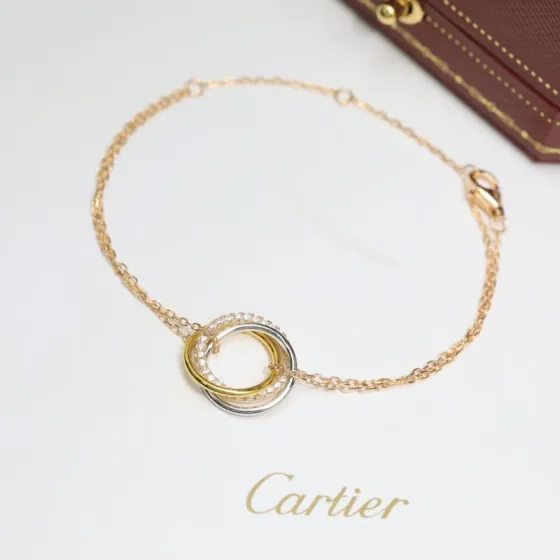 Cartier Trinity bracelet 18k yellow gold 18k white gold 18k rose gold clear diamond 17cm
