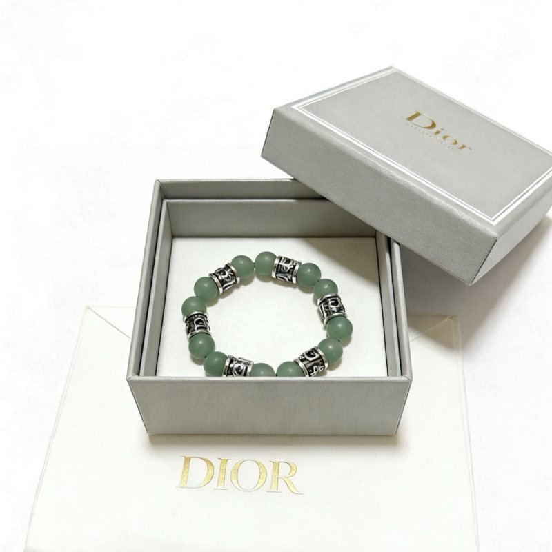 Dior Oblique Beaded Bracelet bracelet Silver-tone metal with matte light green aventurine beads 19cm