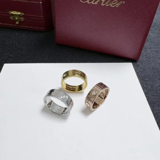 Cartier Love Striated Diamond Ring ring 18k yellow gold 18k white gold 18k rose gold with diamond accents 6-10