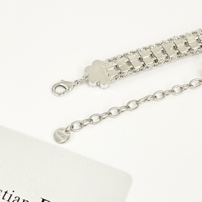 Dior Code N884 necklace silver-toned metal with clear crystal rhinestones 35cm with 5cm extension chain