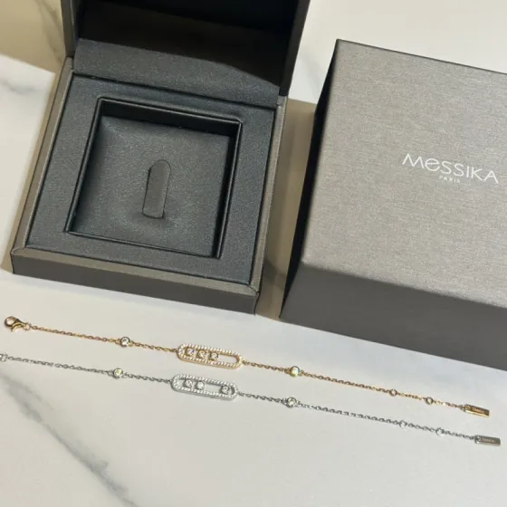 Messika Move Uno bracelet 18k rose gold with clear diamonds 18k white gold with clear diamonds 17cm