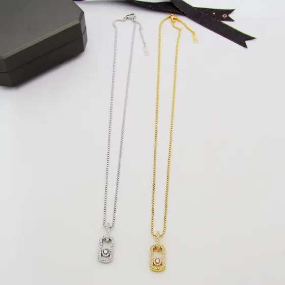 Messika My Move necklace 18k white gold with pave diamonds 18k yellow gold with pave diamonds 45cm