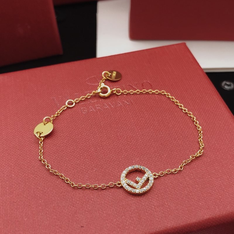 Fendi F is Fendi bracelet gold-tone metal with clear pave crystals 17cm with 2cm extender