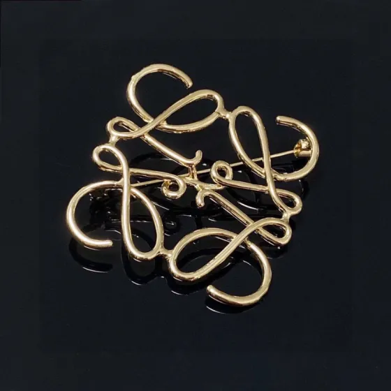Loewe Anagram brooch gold tone metal 5 5cm width