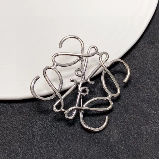 Loewe Anagram brooch silver-toned metal no gemstones 6cm width