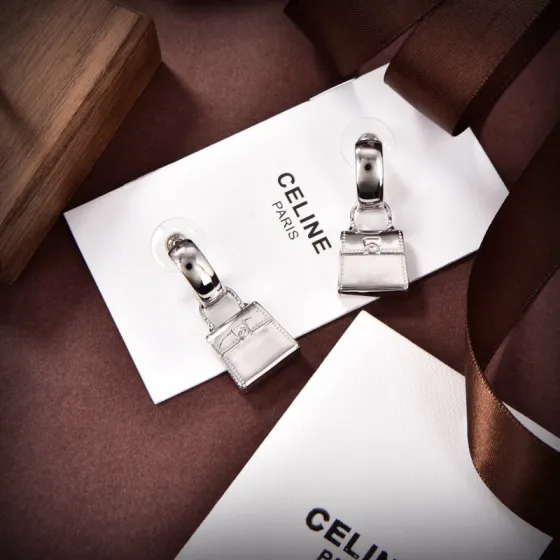 Celine Triomphe Bag Charm Drop Earrings earrings polished silver-tone metal no accent stones 2 5cm drop length