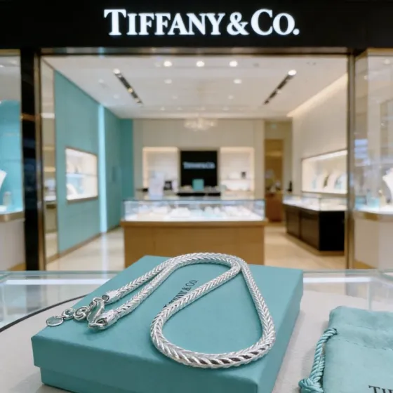 Tiffany Co Woven Chain necklace sterling silver 18 inches