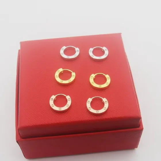 Cartier Love earrings 18k white gold 18k yellow gold 18k rose gold no gemstones 12mm outer diameter