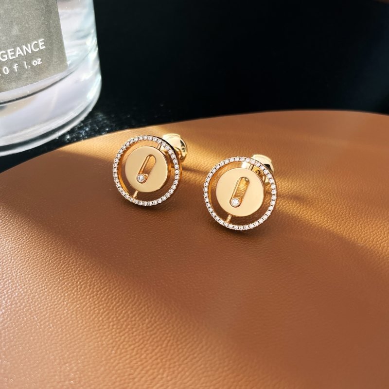 Messika Lucky Move earrings 18k rose gold with white diamonds 12mm diameter