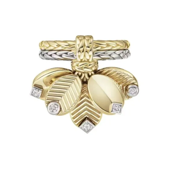 Cartier Grain de Cafe ring 18k yellow gold 18k white gold clear diamond 50