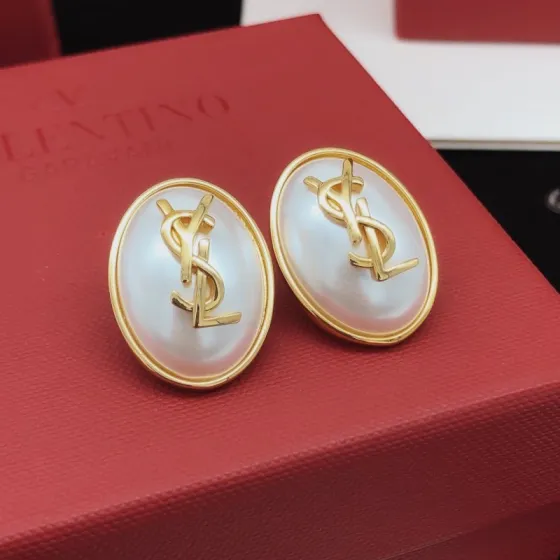 Saint Laurent Cassandre Oval Pearl Logo Earrings earrings gold-tone metal with white faux pearl 2 5cm length