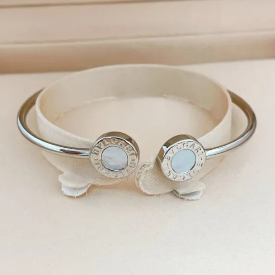 Bvlgari BVLGARI BVLGARI bracelet Silver-toned metal with white mother-of-pearl inlays One size fits all