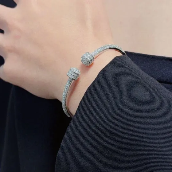 Piaget Possession bracelet silver-toned white gold with full-pave clear diamonds 16cm inner circumference