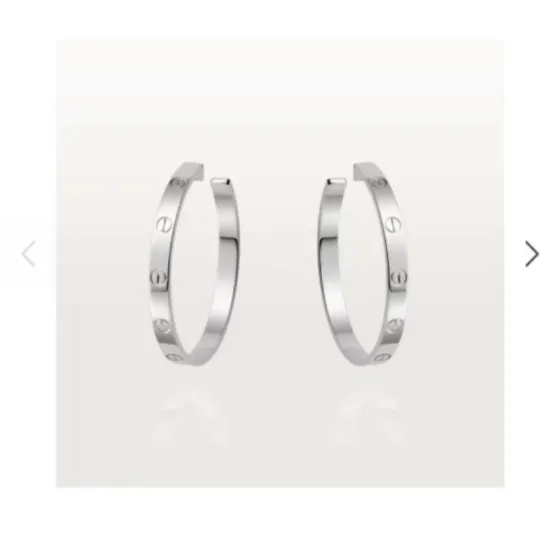 Cartier Love earrings 18k white gold 18k yellow gold 18k rose gold no gemstones 42mm hoop diameter