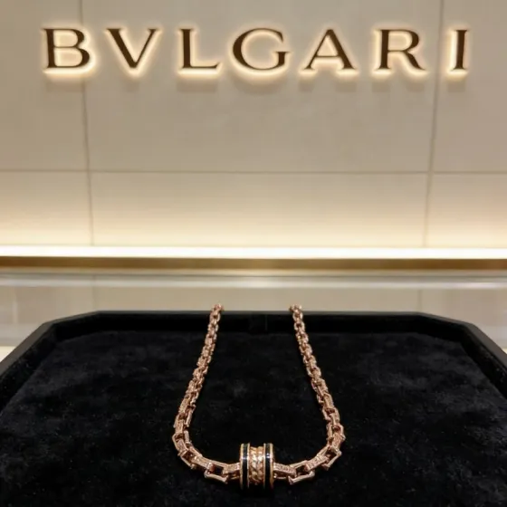 Bvlgari B zero1 necklace rose gold with black ceramic accents 45cm