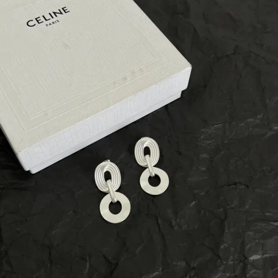 Celine Double Link Drop Earrings earrings Available in matte silver-tone metal and matte gold-tone metal no gemstones 3 5cm drop length