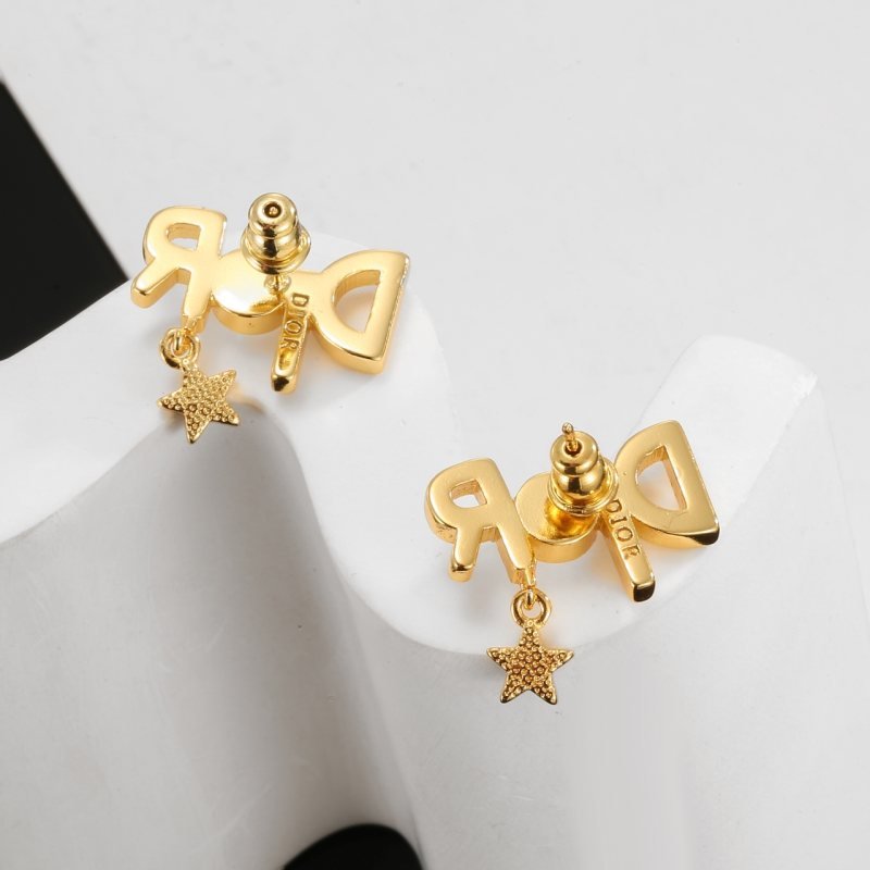 Dior Dio r evolution Star Charm Stud Earrings earrings Gold-tone metal with clear faceted crystal accents One Size standard stud earring size approx 1 5cm drop length