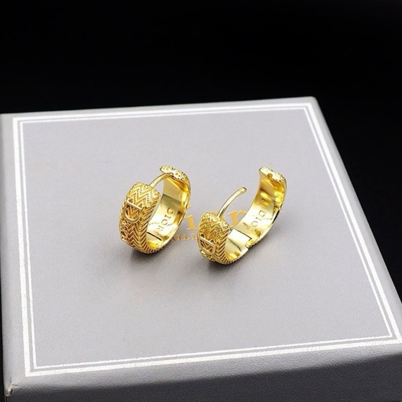 Dior CD Icon Chevron Hoop Earrings earrings Gold-tone metal with chevron embossed detailing and CD logo accents Silver-tone metal with chevron embossed detailing and CD logo accents 1 5cm hoop diameter
