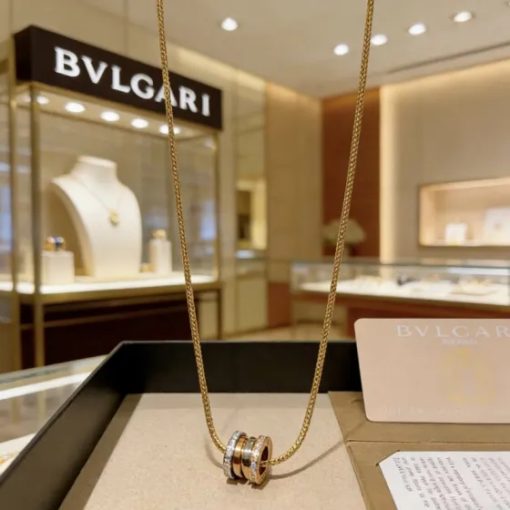 Bvlgari B zero1 necklace Yellow gold rose gold white gold with diamond accents 60cm