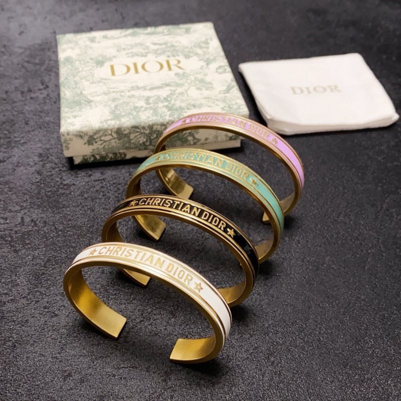 Dior Christian Dior Code Bangle bracelet Gold-tone metal with white black mint green and lilac enamel accents 6 5cm inner diameter