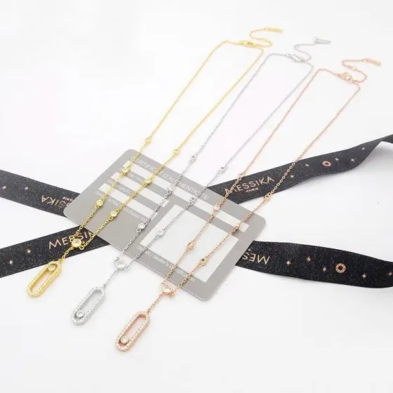 Messika Move Uno necklace 18k yellow gold with diamonds 18k white gold with diamonds 18k rose gold with diamonds 45cm adjustable