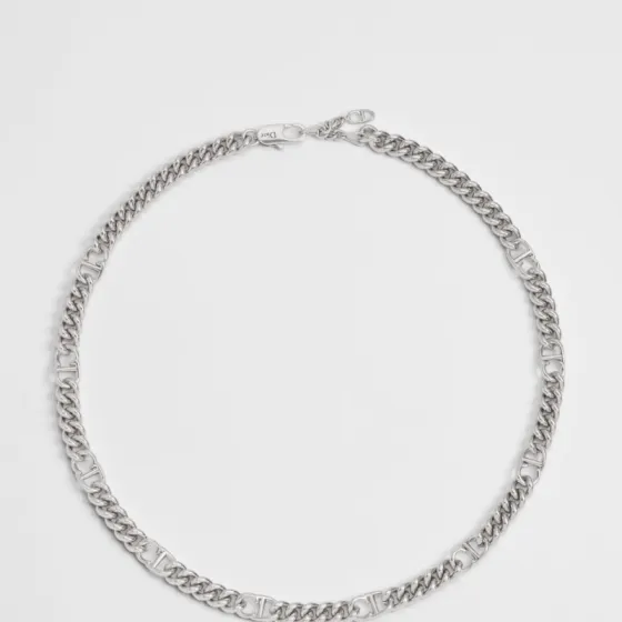 Dior CD Icon Curb Chain necklace silver-toned metal 50cm with 5cm extender