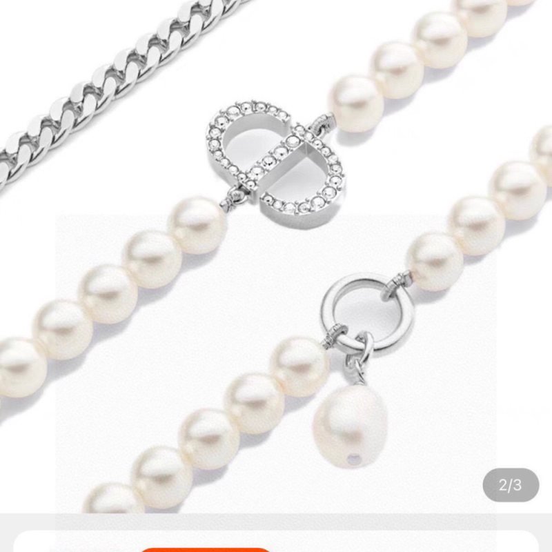 Dior 30 Montaigne necklace Silver-toned metal with white resin pearls and clear crystal accents 42cm