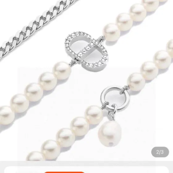 Dior 30 Montaigne necklace Silver-toned metal with white resin pearls and clear crystal accents 42cm