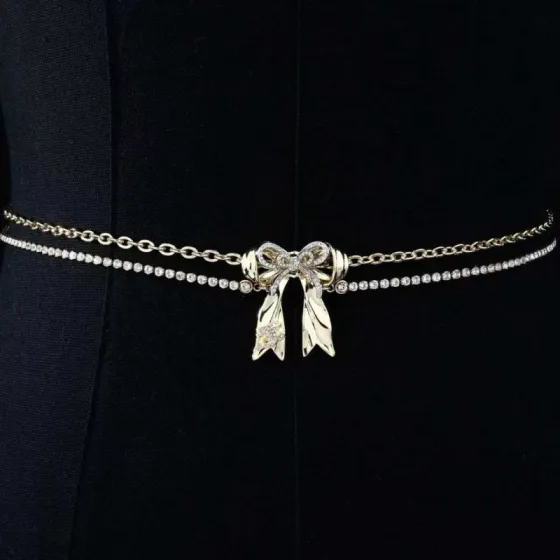 Chanel 2025 26 necklace gold silver 80cm