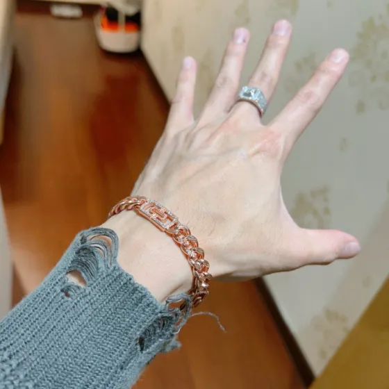Bvlgari Bvlgari Bvlgari Chain bracelet Rose gold with pave diamonds 20cm