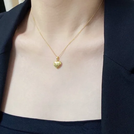 Saint Laurent YSL Monogram Heart Pendant necklace gold-tone metal 42cm with 5cm extender