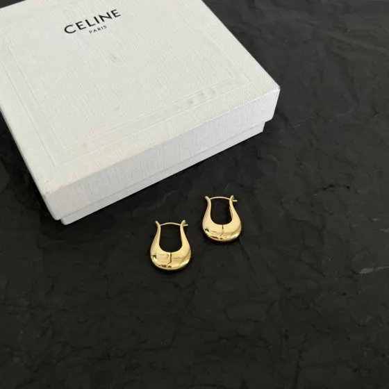 Celine Lyre Hoop Earrings earrings Polished gold-tone metal no gemstones 2cm hoop diameter