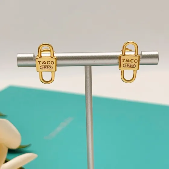 Tiffany Co 1837 Lock earrings gold-tone metal 10mm x 5mm