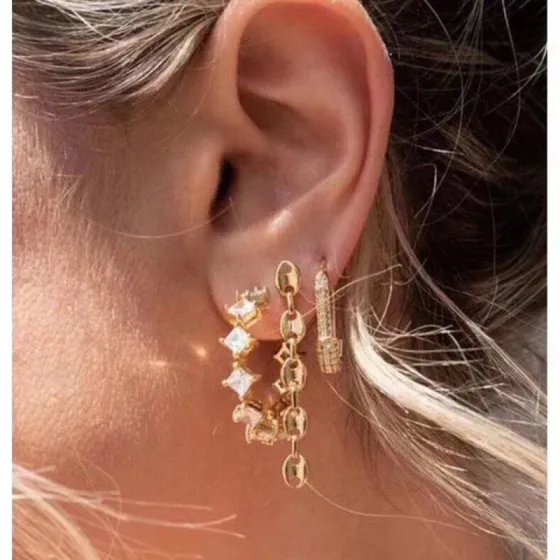 Celine Crystal Hoop Earrings earrings gold-tone metal with clear faceted crystals 2 5cm diameter