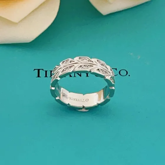 Tiffany Victoria Vine ring silver white gold with clear diamonds 7