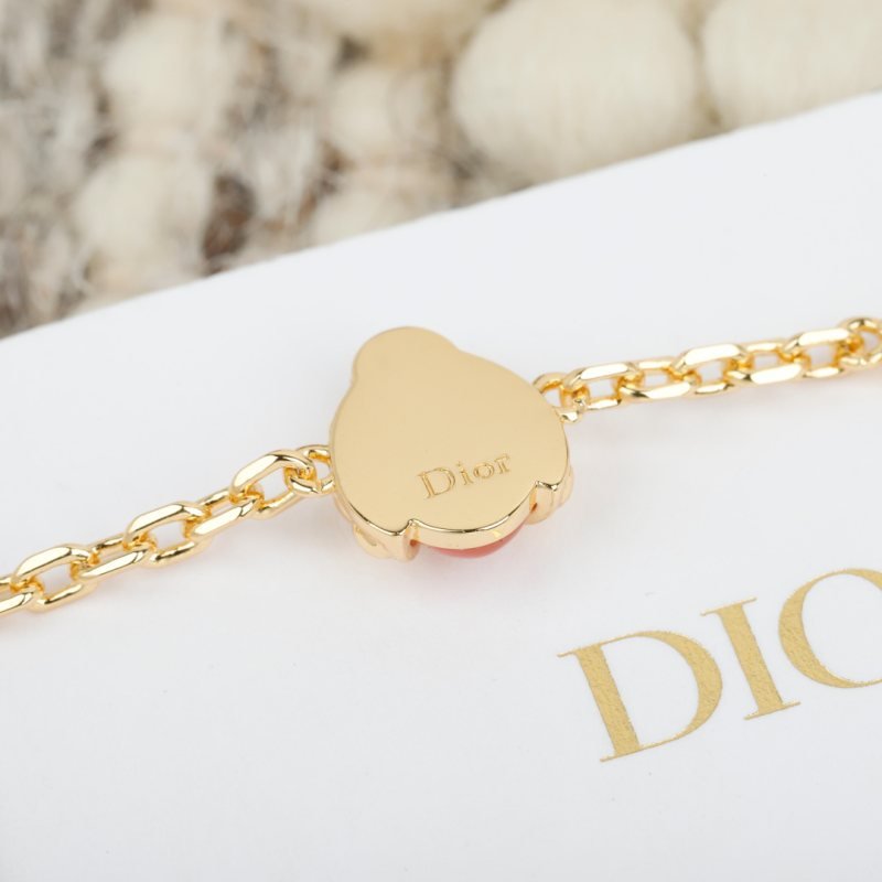 Dior Ladybug Charm Bracelet bracelet gold-tone metal with pink opalescent stone 17cm with 2cm extender