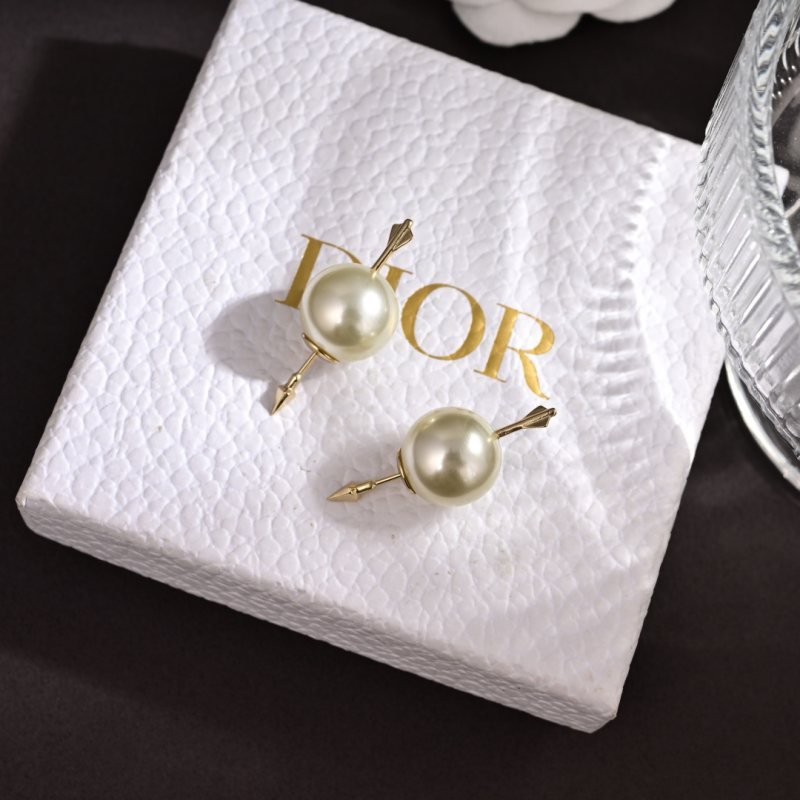Dior Tribales earrings Matte gold metal white resin pearl One Size
