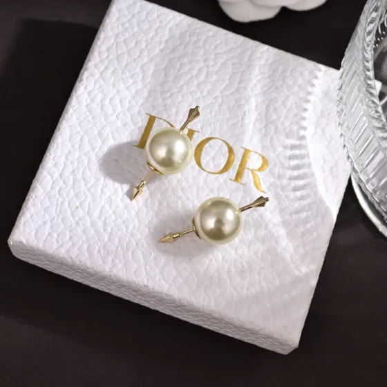 Dior Tribales earrings Matte gold metal white resin pearl One Size