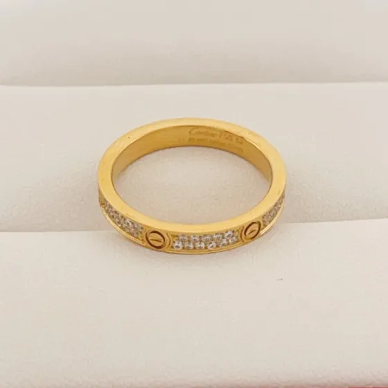 Cartier Love ring 18k yellow gold clear diamond No 7