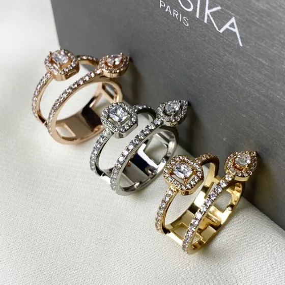 Messika My Twin Toi Moi ring rose gold white gold yellow gold with clear diamonds 6