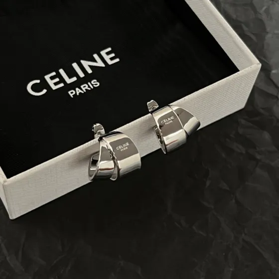 Celine Twisted Cuff Clip-On Earrings earrings silver-tone polished metal no gemstones 1 5cm width