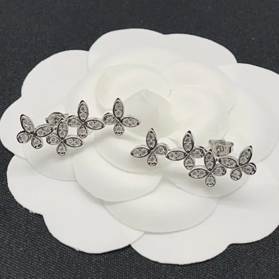 Graff Butterfly Silhouette earrings white gold with clear diamonds 2 5cm length per earring
