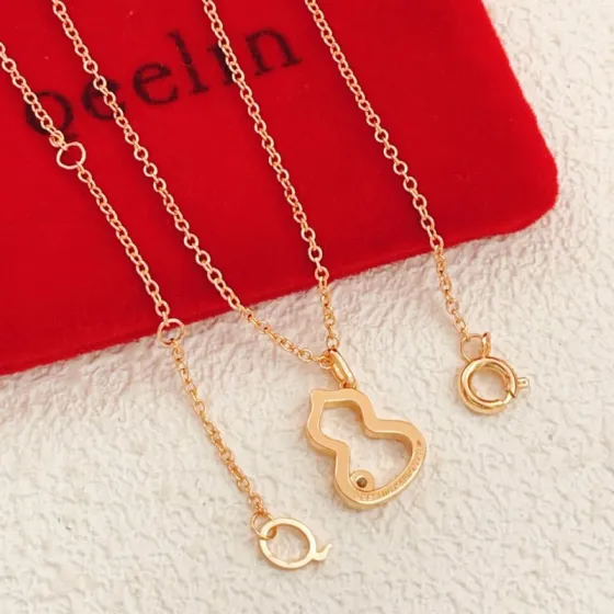 Qeelin Wulu necklace 18K rose gold with clear diamond accent 42cm