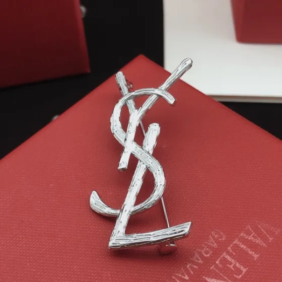 Saint Laurent Cassandre Monogram Brooch brooch silver-toned metal no gemstones 4 5cm height