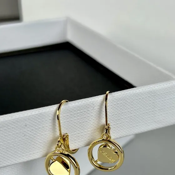 Celine Rotating Heart in Circle Drop Earrings earrings Gold-tone metal One Size