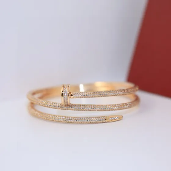 Cartier Juste un Clou bracelet 18k gold with full-pave clear diamonds 17