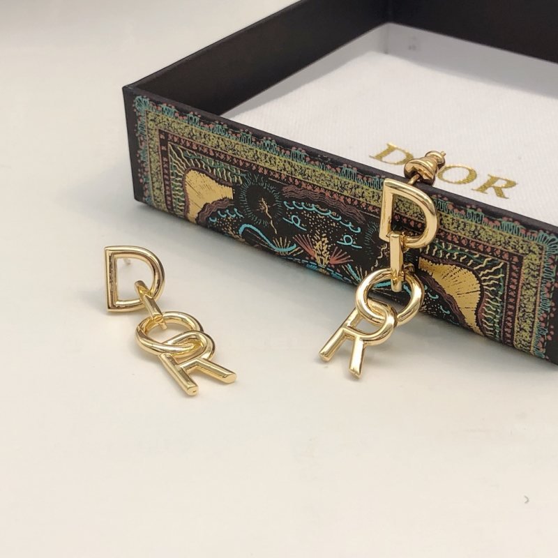 Dior DED0083 Logo Drop Earrings earrings gold-tone metal no accent stones 3cm drop length